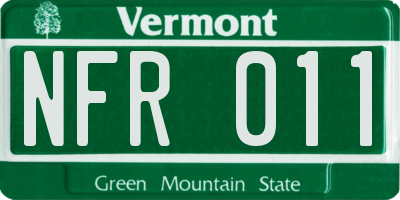 VT license plate NFR011
