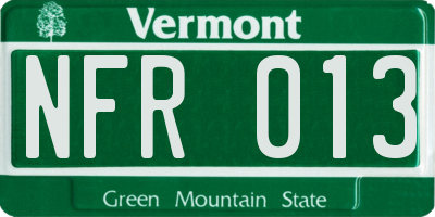VT license plate NFR013
