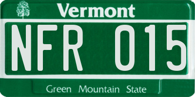 VT license plate NFR015