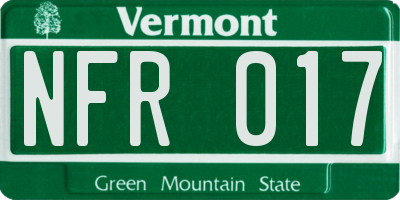 VT license plate NFR017