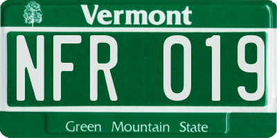 VT license plate NFR019