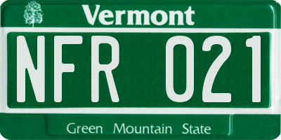 VT license plate NFR021