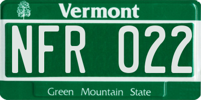 VT license plate NFR022