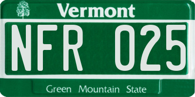 VT license plate NFR025
