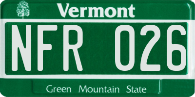 VT license plate NFR026