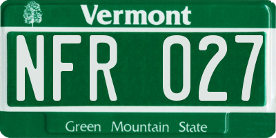 VT license plate NFR027