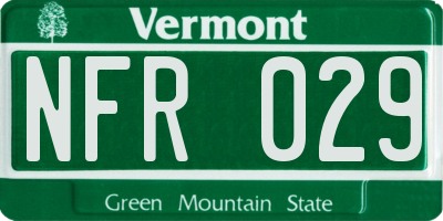 VT license plate NFR029