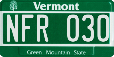 VT license plate NFR030