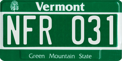 VT license plate NFR031