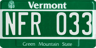 VT license plate NFR033