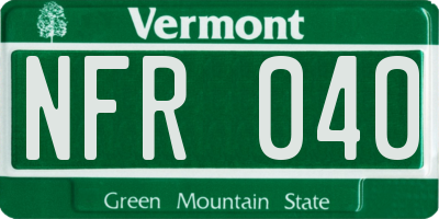 VT license plate NFR040