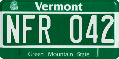 VT license plate NFR042