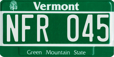 VT license plate NFR045