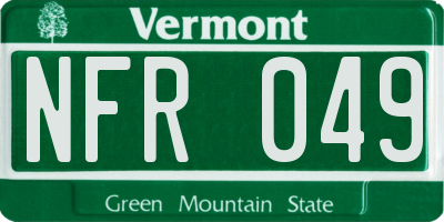 VT license plate NFR049