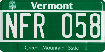 VT license plate NFR058