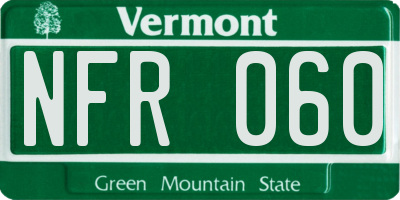 VT license plate NFR060