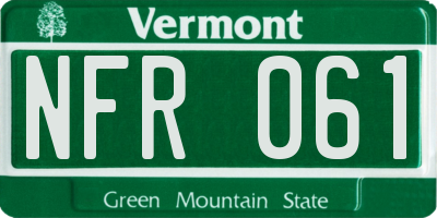 VT license plate NFR061