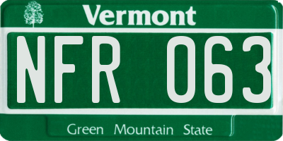 VT license plate NFR063