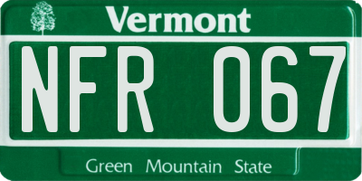 VT license plate NFR067