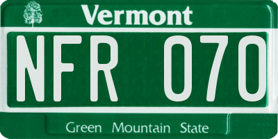 VT license plate NFR070