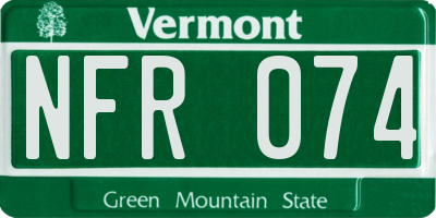 VT license plate NFR074
