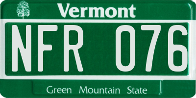 VT license plate NFR076