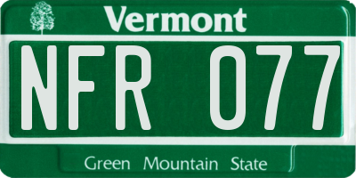 VT license plate NFR077