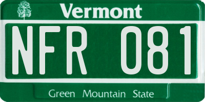VT license plate NFR081