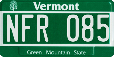 VT license plate NFR085