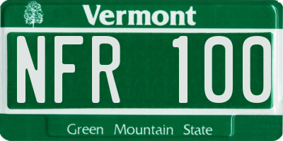 VT license plate NFR100