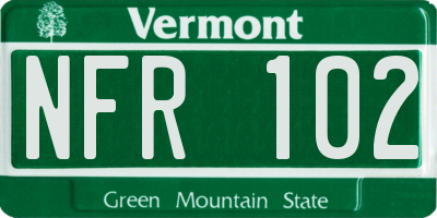 VT license plate NFR102