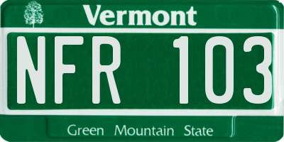 VT license plate NFR103