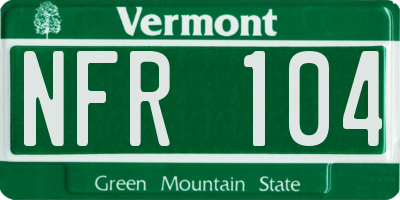 VT license plate NFR104
