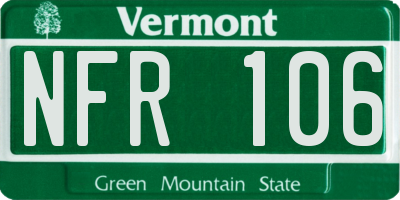 VT license plate NFR106