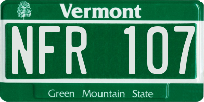 VT license plate NFR107