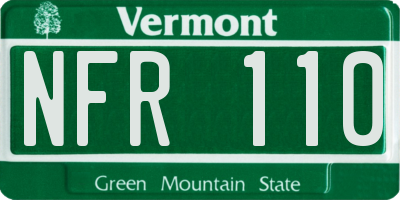 VT license plate NFR110