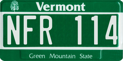 VT license plate NFR114