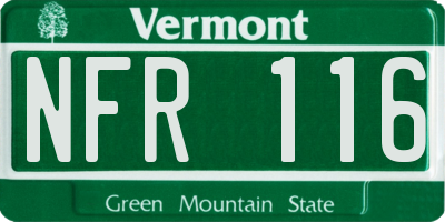 VT license plate NFR116