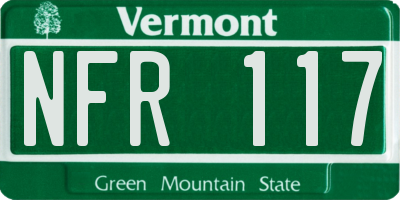 VT license plate NFR117
