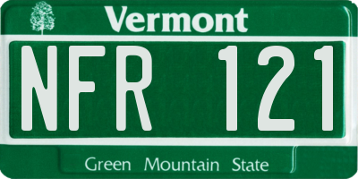 VT license plate NFR121