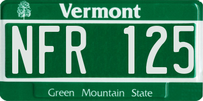 VT license plate NFR125