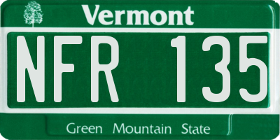 VT license plate NFR135