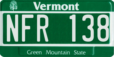 VT license plate NFR138