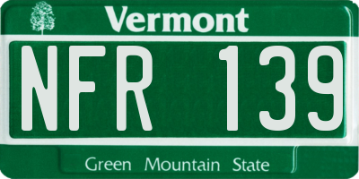 VT license plate NFR139