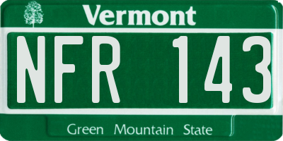 VT license plate NFR143