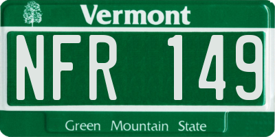 VT license plate NFR149