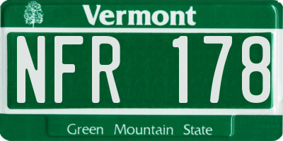 VT license plate NFR178