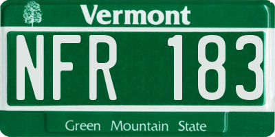 VT license plate NFR183