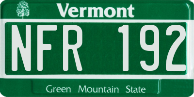 VT license plate NFR192