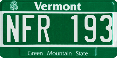 VT license plate NFR193